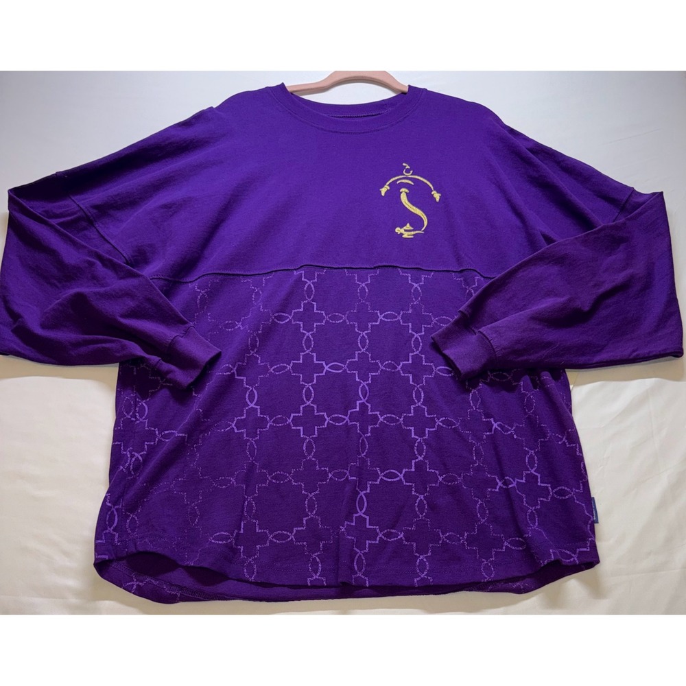 Disney Aladdin Spirit Jersey Large Purple BroadwayMusical Genie Lamp Glitter NWT